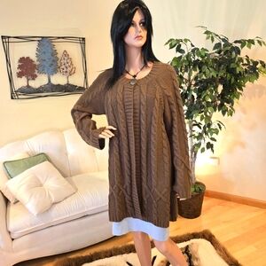 Hannah Brown Cable & Ribbed Kint Coat Sweater Size Large